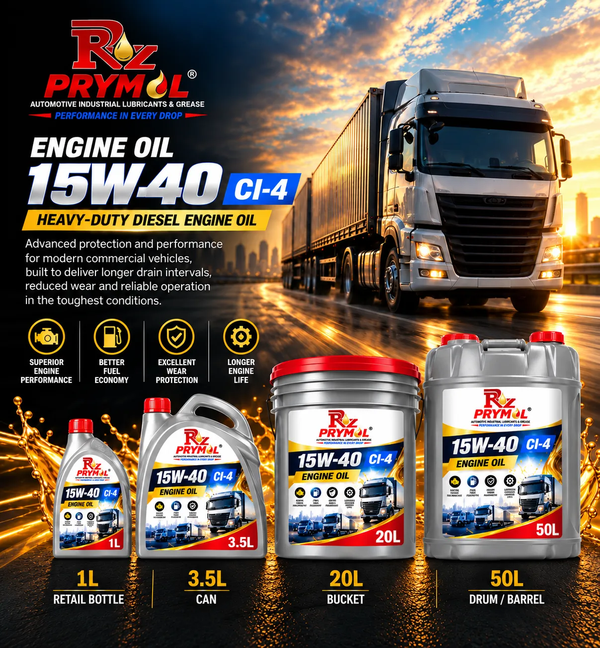 Prymol Engine Oil 15W40 CI-4